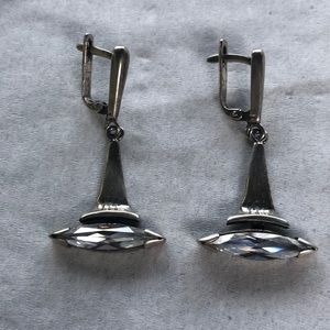 Real silver earrings with crystals